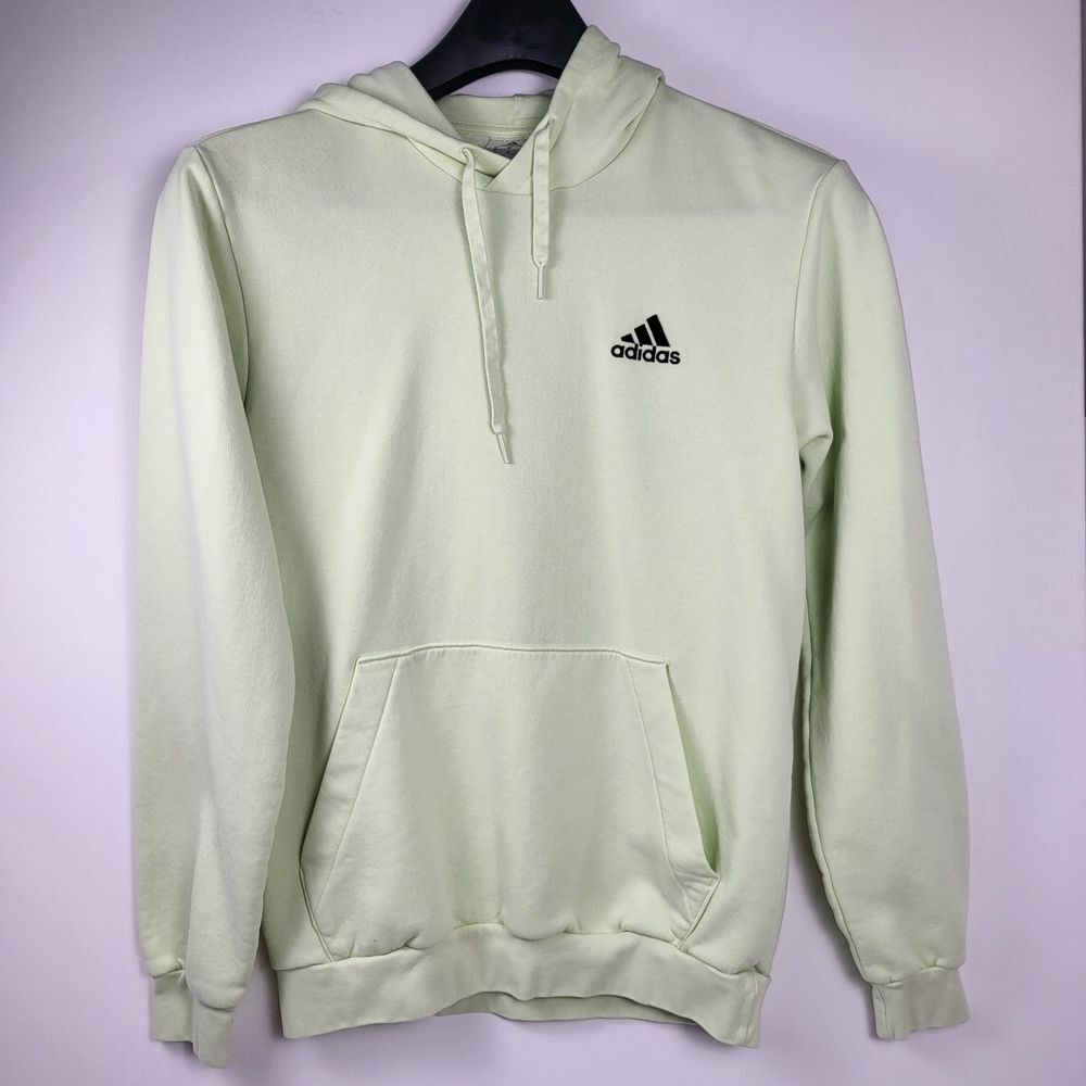 Adidas Men's Sweatshirt Light Green Fleece Pullover Hoodie Size Medium